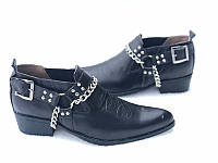 Мужские кожаные туфли казаки кожаные с цепями 39-46 размеры B0038