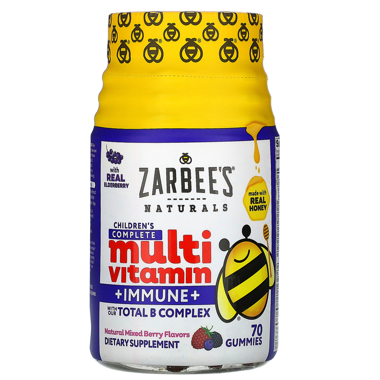 Zarbee's, Повноцінний комплекс мультивітамінів для дітей + захист імунітету, суміш натуральних ягід, 70