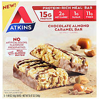 Atkins, Meal Bar, Chocolate Almond Caramel Bar, 5 Bars, 1.69 oz (48 g) Each