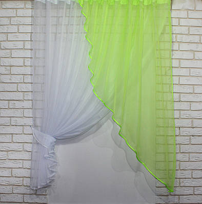 Кухонна фіранка (280х170см.). На карниз 1,5-2м. Колір салатовий з білим. Код 069к 50-156