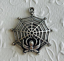 Метав. підвіска "Павук на павутині" срібло (2,6х3 см) 5 шт в уп.