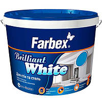 Краска для стен и потолков белоснежная "Brilliant White" Farbex - 14 кг, белый матовый