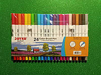 Акварельные маркеры JOYKO Brush Pen 24 цвета двухсторонние для скетчинга