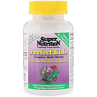 Super Nutrition, erfect Kids Complete Multi-Vitamin, Wild-Berry Flavor, 60 Vegetarian Chewable Tablets