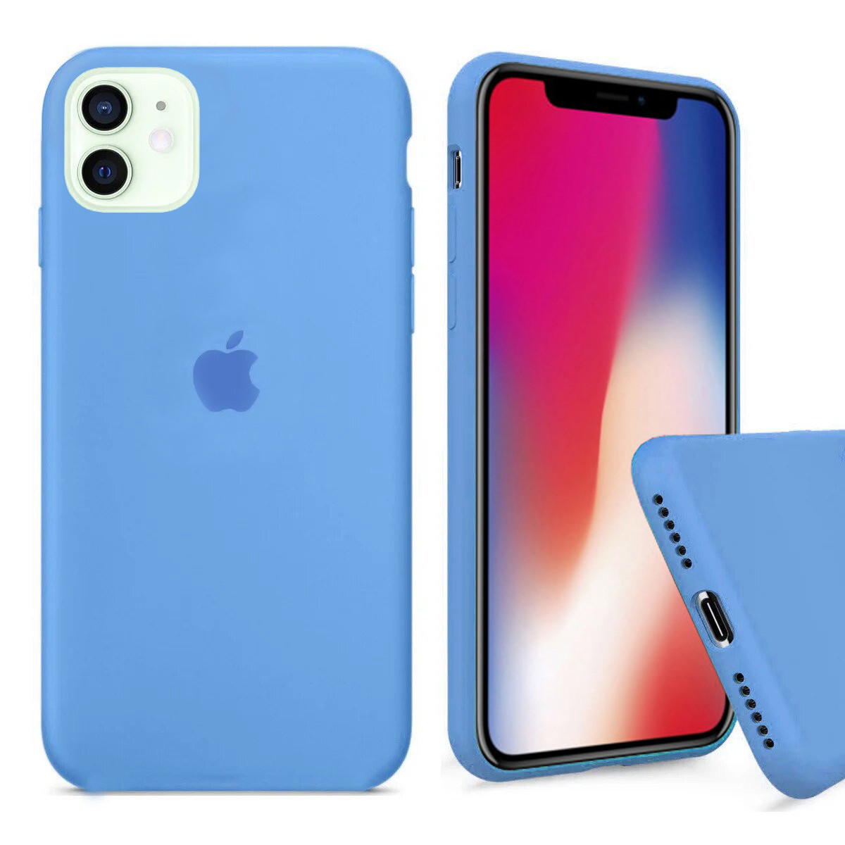 Чохол Silicone FULL case для IPhone 12 Mini Azure синій