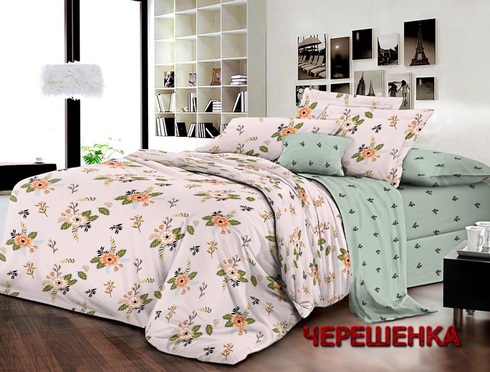 Полуторний набір постільної білизни 150*220 з Бязі "Gold" №151597AB Черешенка™