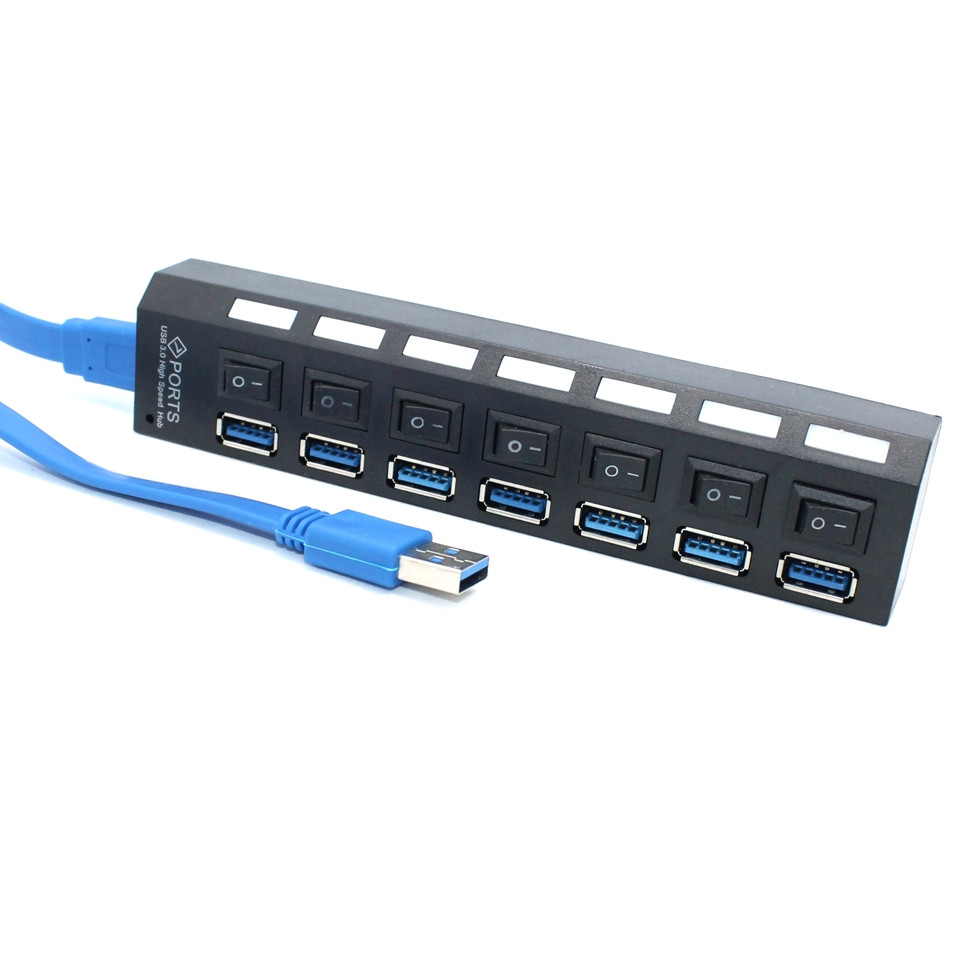 Концентратор USB хаб 3.0 на 7 юсб портів із вимикачами Hub Розгалужувач DK7