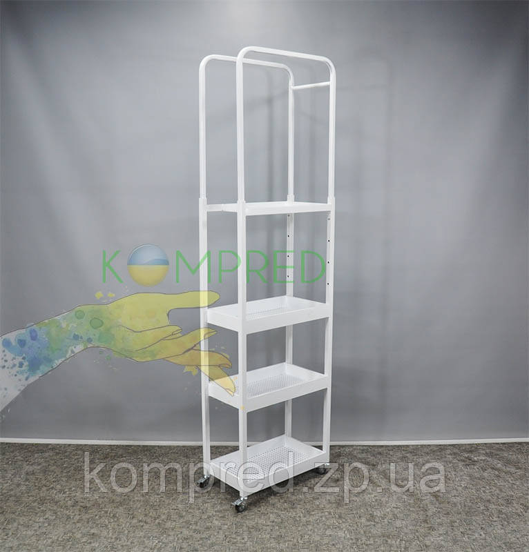 Стелаж металевий медичний на колесах  550х300х1930 Kompred OL407/1