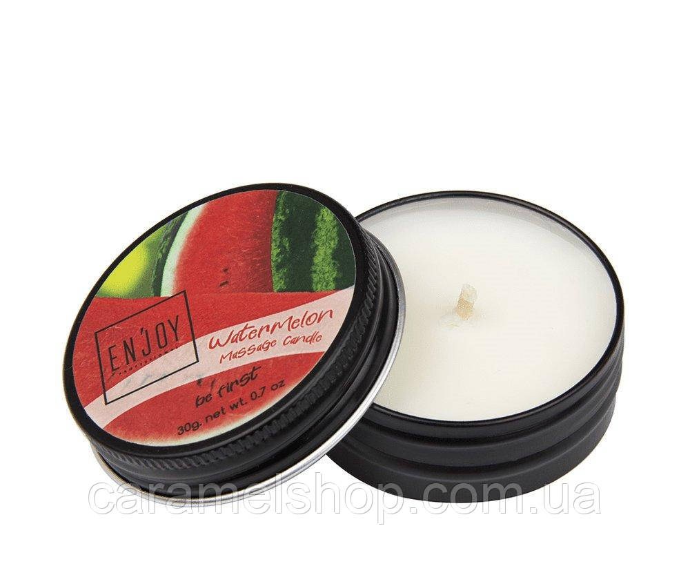 Масажна свічка для манікюру масажу рук і ніг соєва натуральна Enjoy Professional WaterMelon, кавун 30 г