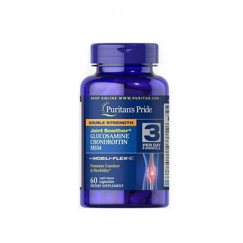 Puritan's Pride Double Strength Glucosamine Chondroitin MSM 60 caps, фото 1