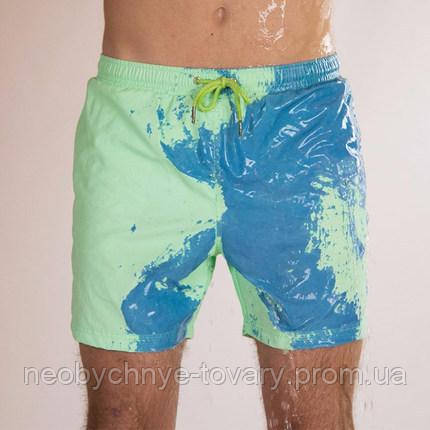 Шорты хамелеон для плавания, пляжные мужские спортивные меняющие цвет голубой-зеленый размер М код 26-0009 - фото 1 - id-p1358189236