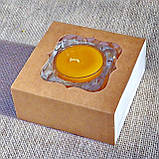 Набор стеклянного подсвечника в комплекте с прозрачной восковой чайной свечой 24г в коробке Красное Сердце, фото 5