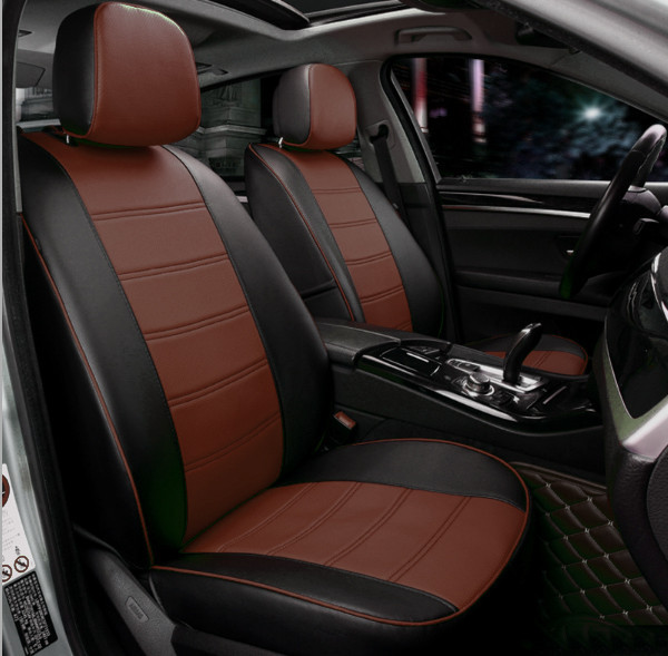 Чохли на сидіння Мерседес W203 (Mercedes W203) модельні MAX-N з екошкіри Чорно-коричневий