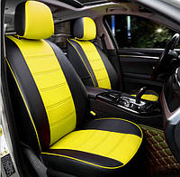 Чехлы на сиденья БМВ Е46 (BMW E46) модельные MAX-N из экокожи Черно-желтый