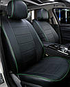 Чохли на сидіння БМВ Е46 (BMW E46) модельні MAX-N з екошкіри Чорно-зелений, фото 2