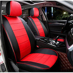 Чохли на сидіння Мітсубісі Аутлендер ХЛ (Mitsubishi Outlander XL) модельні MAX-N з екошкіри Чорно-червоний