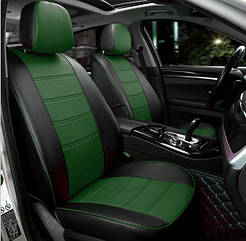 Чохли на сидіння ВАЗ Лада 2110 (VAZ Lada 2110) модельні MAX-N з екошкіри Чорно-зелений