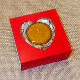 Набір скляного підсвічника в комплекті з прозорою восковою чайною свічкою 24г в коробці Бежевий Крафт, фото 3