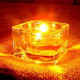 Набір скляного підсвічника в комплекті з прозорою восковою чайною свічкою 24г в коробці Бежевий Крафт, фото 7