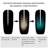 Набір гель лаків для манікюру Котяче око, вітражний гель лак, чорний гель лак, двосторонній магніт, фото 7