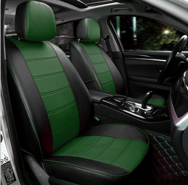 Чохли на сидіння Фольксваген Кадді (Volkswagen Caddy) модельні MAX-N з екошкіри Чорно-зелений