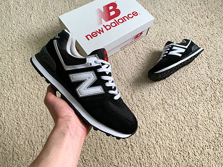 Чоловічі кросівки New Balance 574 чорні з білим, фото 1