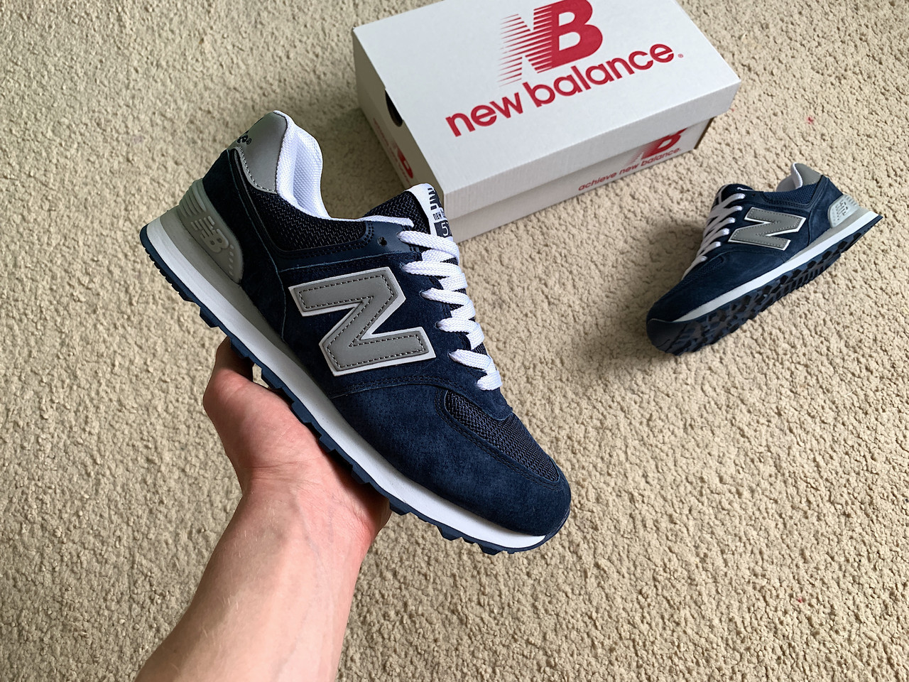 Чоловічі кросівки New Balance 574 сині з білим
