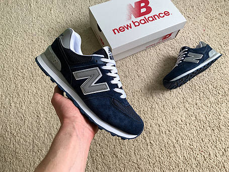 Чоловічі кросівки New Balance 574 сині з білим, фото 1