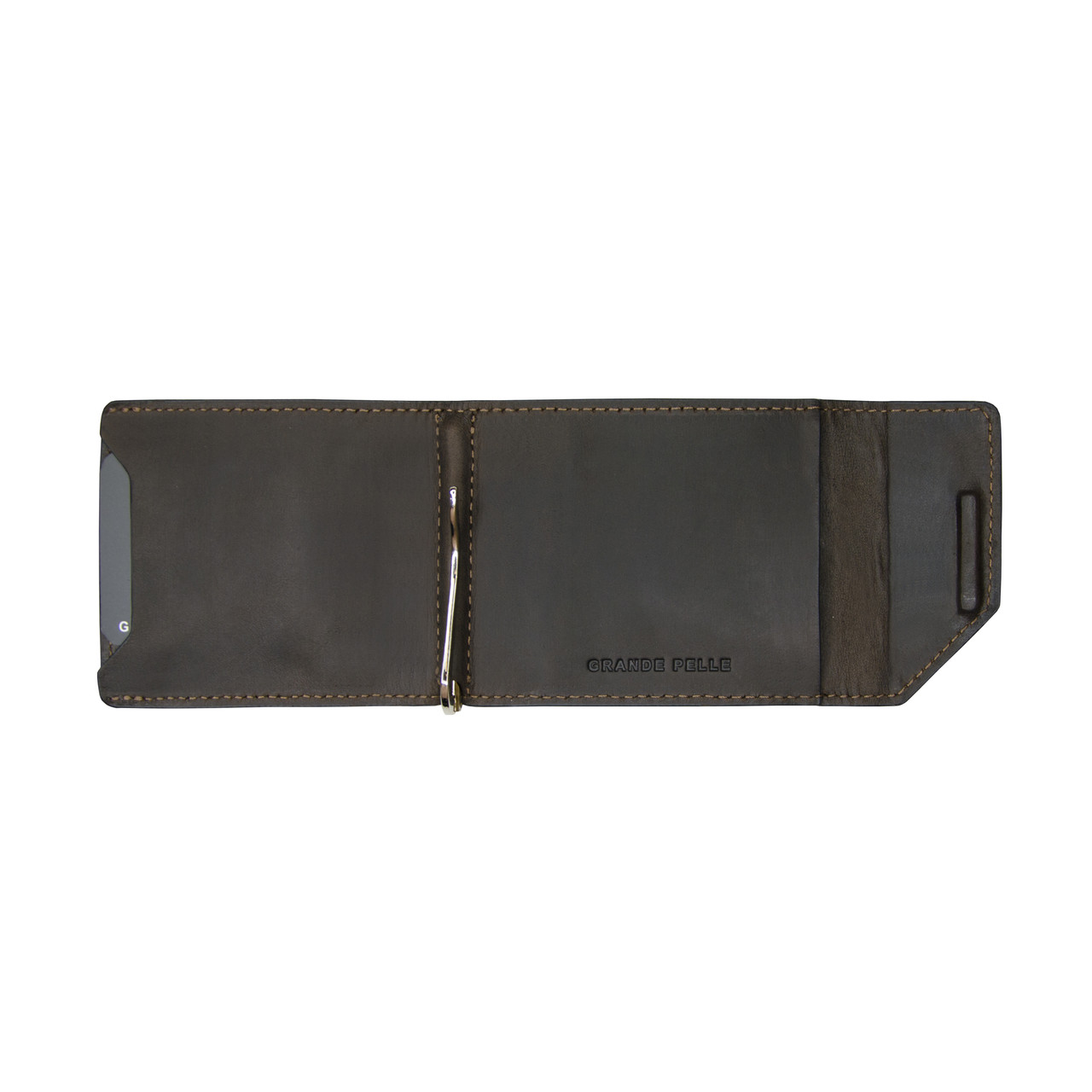 Затискач для купюр Grande Pelle Soldi 100х80х15 мм шкіра Crazy Horse шоколад. Позиція доступна до замовлення від 5 шт., фото 1