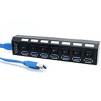 Концентратор USB хаб 3.0 на 7 юсб портов с выключателями Hub Разветвитель