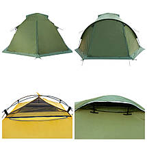 Двомісний намет Tramp Mountain 2 (v2) Green | Експедиційна алюмінієва палатка для тривалих походів з 2 входами та 2 тамбурами, фото 4