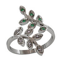 Кольцо женское серебряное Веточки с камнями