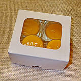 Набір 2 скляних підсвічників з 4 прозорими восковими чайними свічками 24г в коробці Бежевий Крафт, фото 10