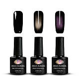 Набір гель лаків для манікюру Котяче око, вітражний гель лак, чорний гель лак, двосторонній магніт, фото 2