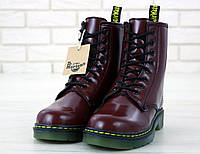 Зимние Женские бордовые Ботинки Dr.Martens