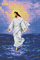 Схема для вишивання бісером на атласі "Ісус, що йде по воді" Розмір 27х37 див.