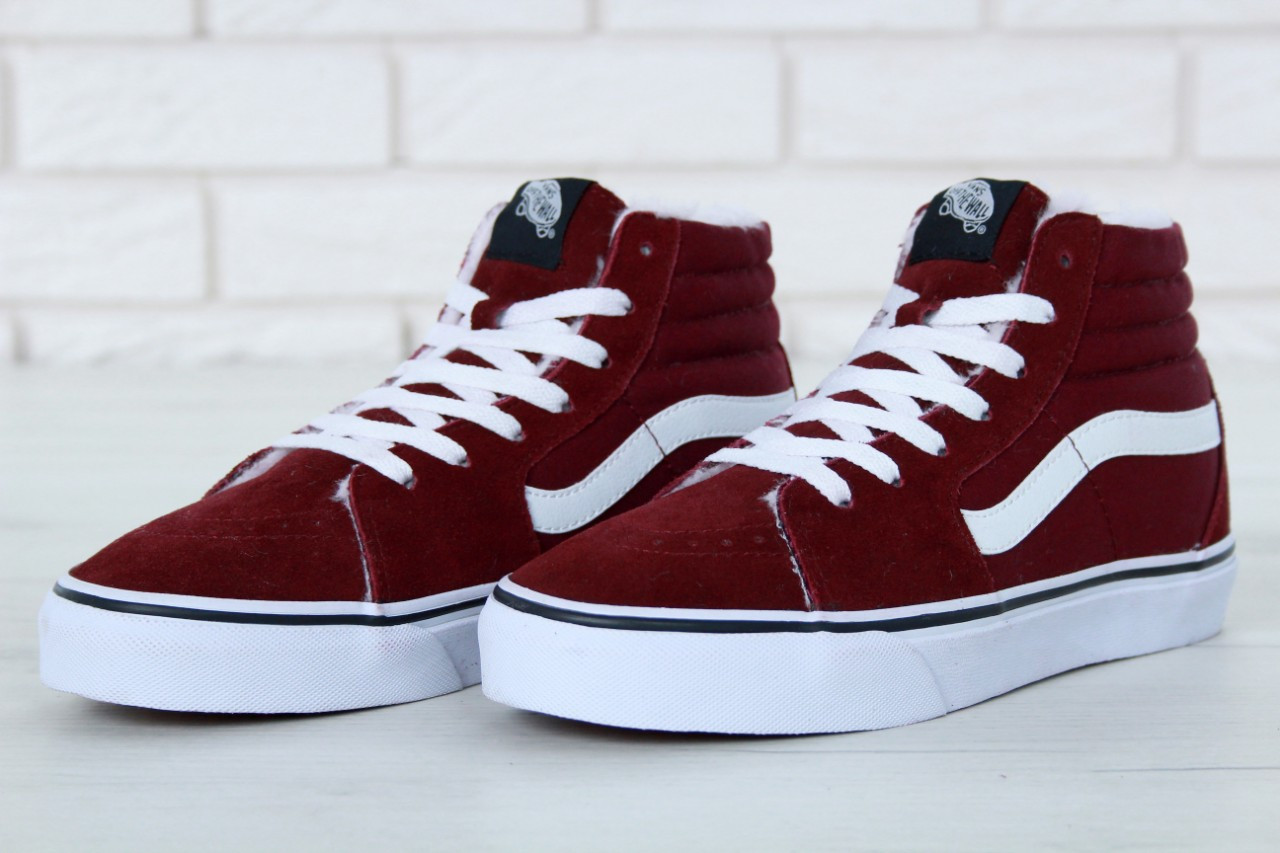 Бордові жіночі Зимові Кеди Vans Old Skool