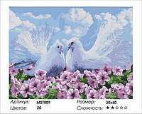 Набор для рисования по номерам 30х40 "Пара голубей" MST009