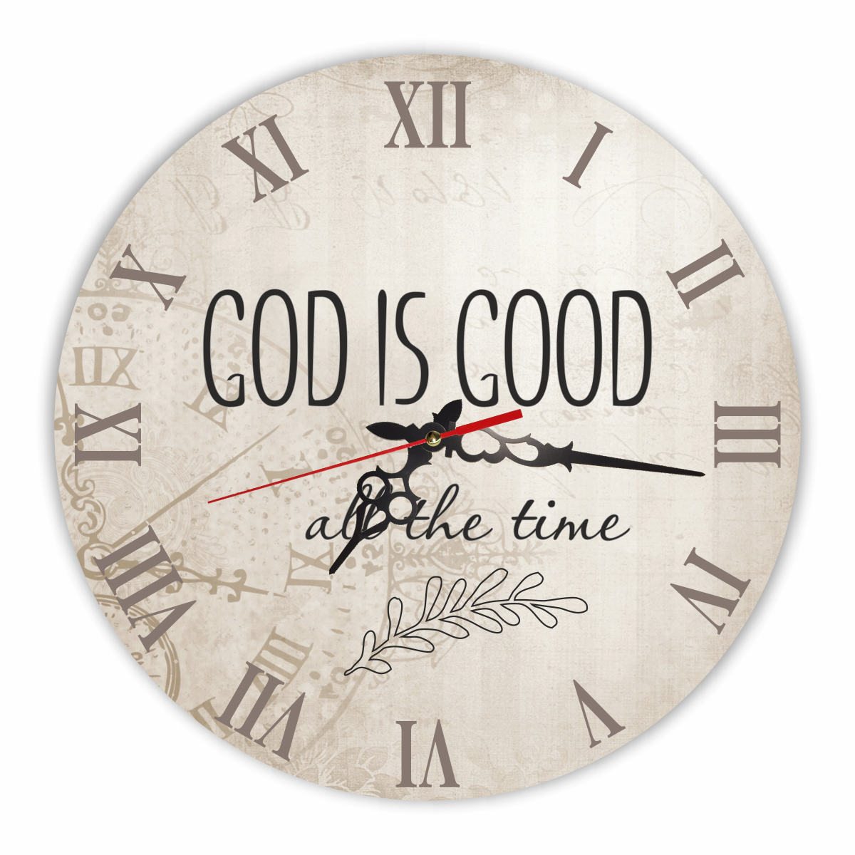 Настінний дерев'яний круглий годинник 30 см God is Good all the time хргф1006а
