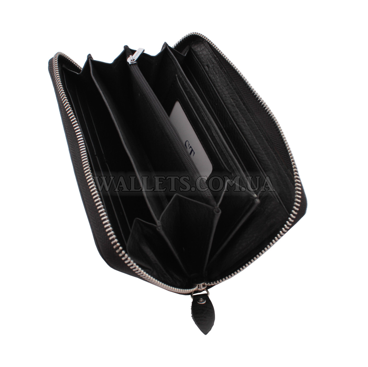 Шкіряний гаманець-барсетка ST Leather Accessories на блискавці, чорний, матовий.