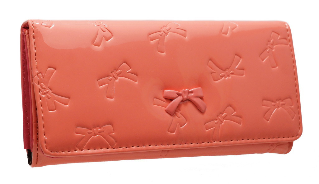 Гаманець жіночий на кнопці лаковий із бантиком