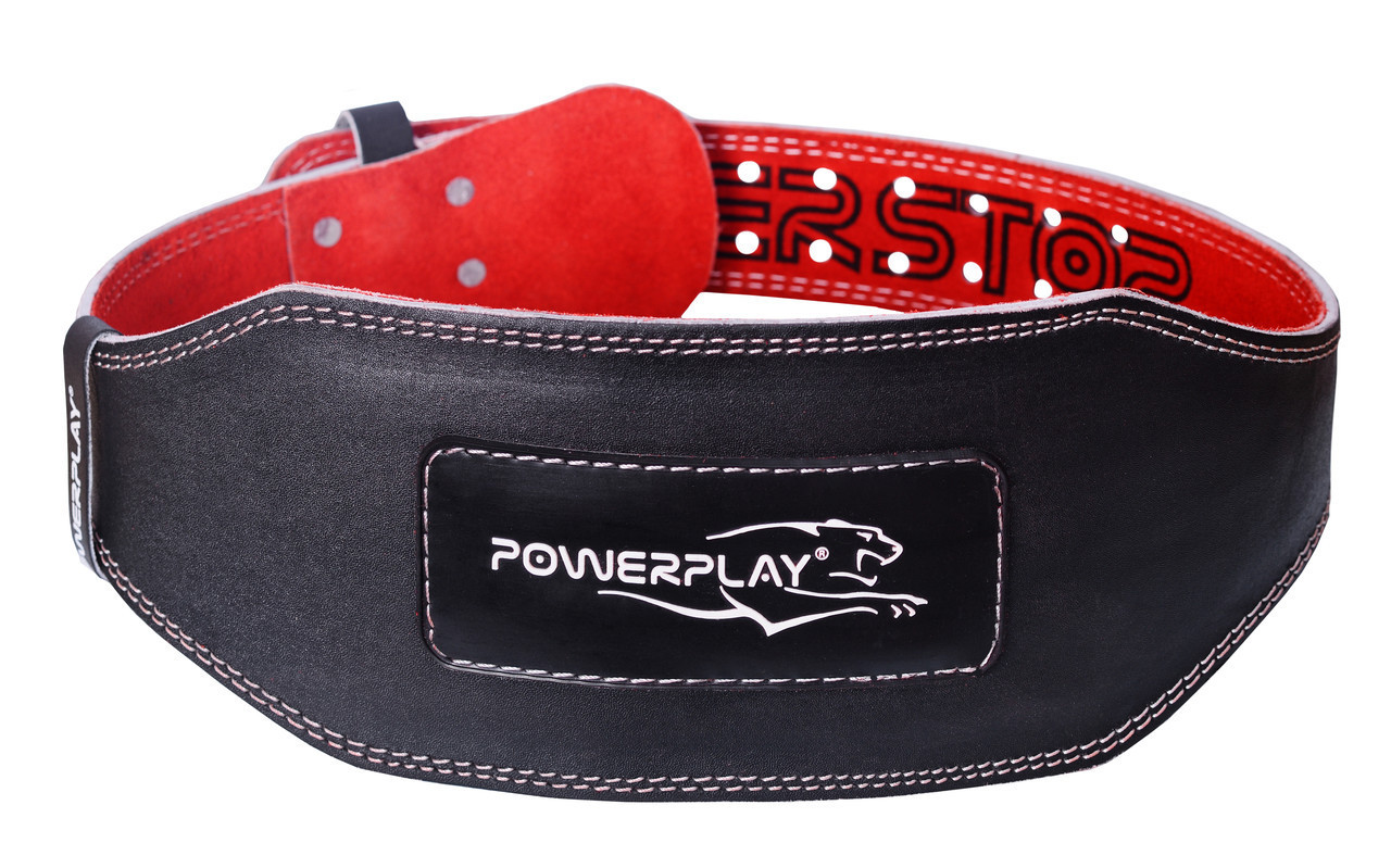 Пояс для важкої атлетики PowerPlay 5053 шкіряний Чорно-Червоний M
