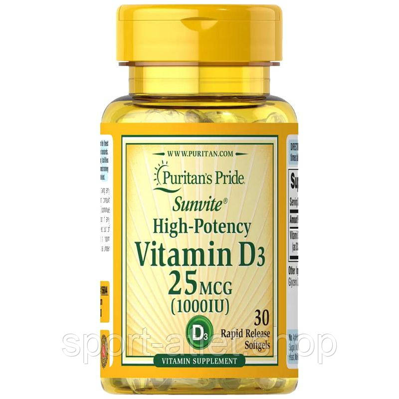 Вітаміни та мінерали Puritan's Pride Vitamin D3 1000 IU, 30 капсул