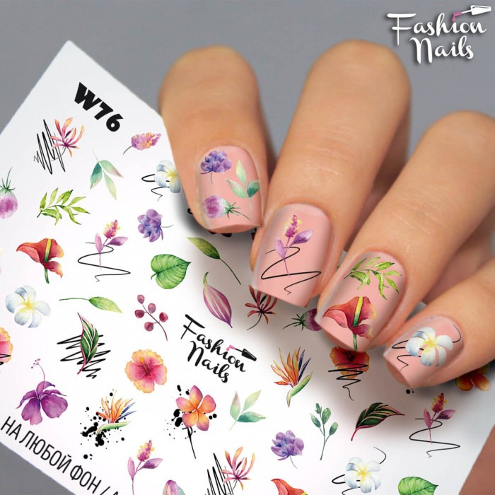 Слайдер-дизайн КВІТИ наклейки для нігтів Fashion Nails Матеріали для дизайну нігтів Слайди для нігтів "ВЕСНА"