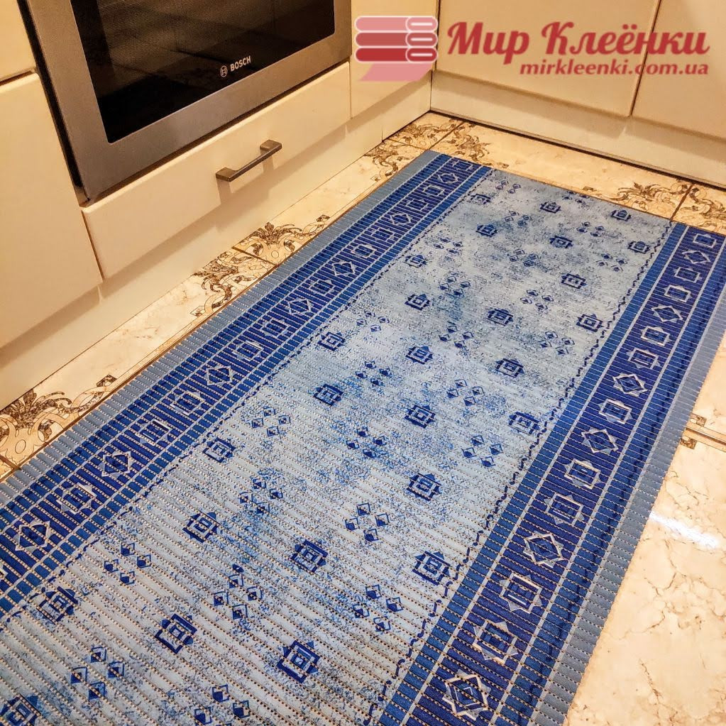 Килимок на метраж ширина 65 см "Доріжка Синя" для Ванни, Туалету, Кухні, Коридору Аквамат