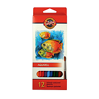 Набор цветных акварельных карандашей 12 шт. KIN 3716 Рыбки