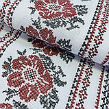 Декоративна тканина українська з квітами та імітацією вишивки, ш. 150 см, фото 3
