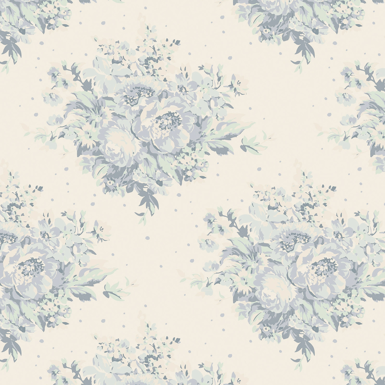 Тканина Тільда tilda блакитний букет на білому 5 x 1,1 м 210483880