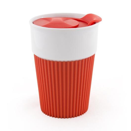Чашка керамічна з силіконовим манжетом і кришкою поїлкою AFINA 400 мл для нанесення логотипу