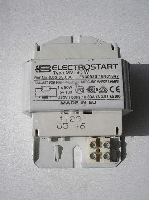 Балласт ELECTROSTART для ртутных ламп MVI 80W 220V/50Hz(Болгария) - фото 5 - id-p195267490